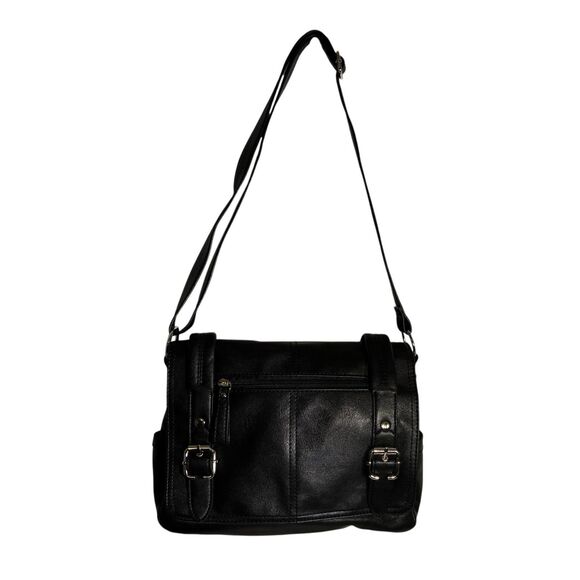 Relic Black Messenger Bag. With Silver Hardware. Buckle Fabric Lining 12”x10”x4” - Picture 2 of 12